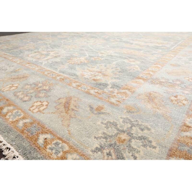 Hand Knotted Oushak Gray Oriental Wool Transitional Oriental Area Rug