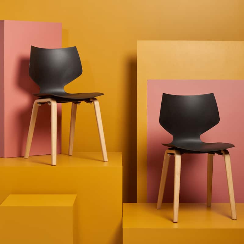 SAFAVIEH Couture Torunn Molded Plastic Dining Chair (Set of 2) - 17Wx21Dx32H - Black/Natural