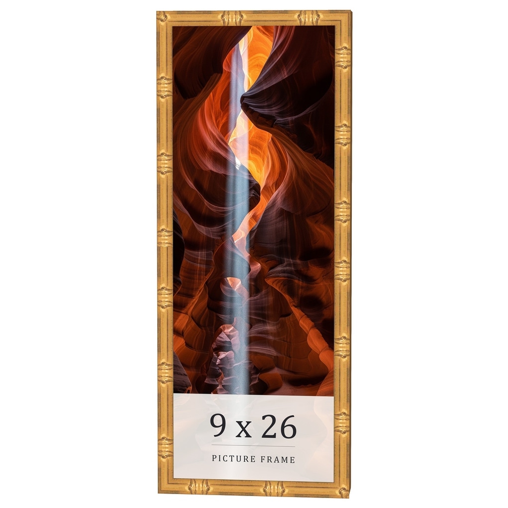 9x26 Frame Gold Bamboo Solid Wood Picture Frame | 1 Inch Moulding