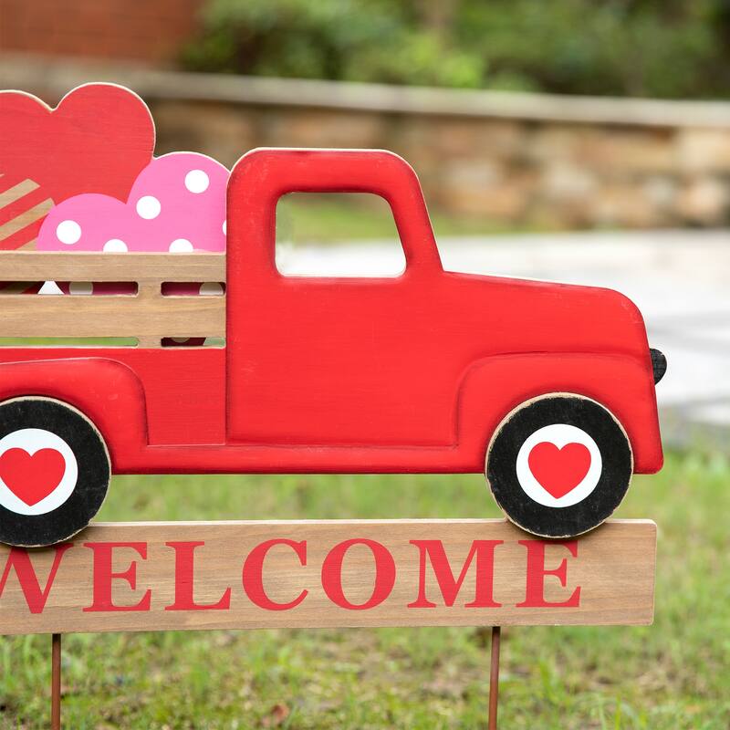 Glitzhome Metal Christmas Truck Garden Yard Stake or Wall Decor