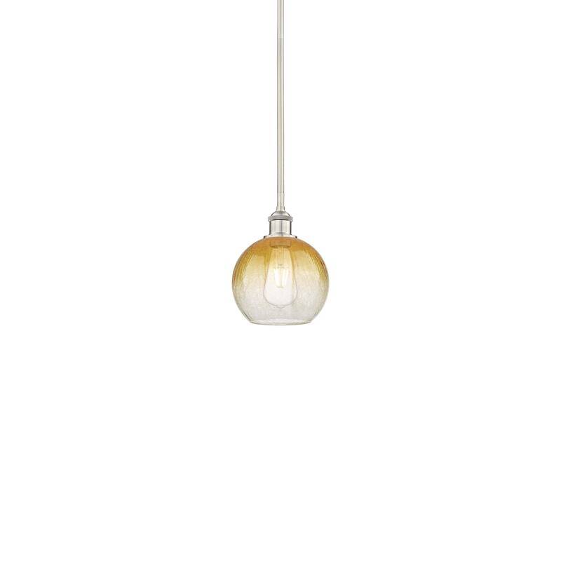 Innovations Lighting 616-1S-10-8 Brookhaven Globe Pendant Brookhaven - Brushed Satin Nickel / Amber