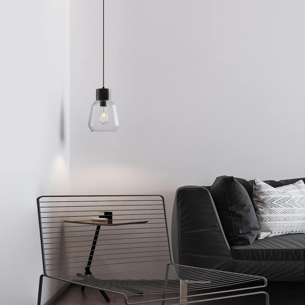 Light Society Faye Pendant Light - Black Wood/Clear
