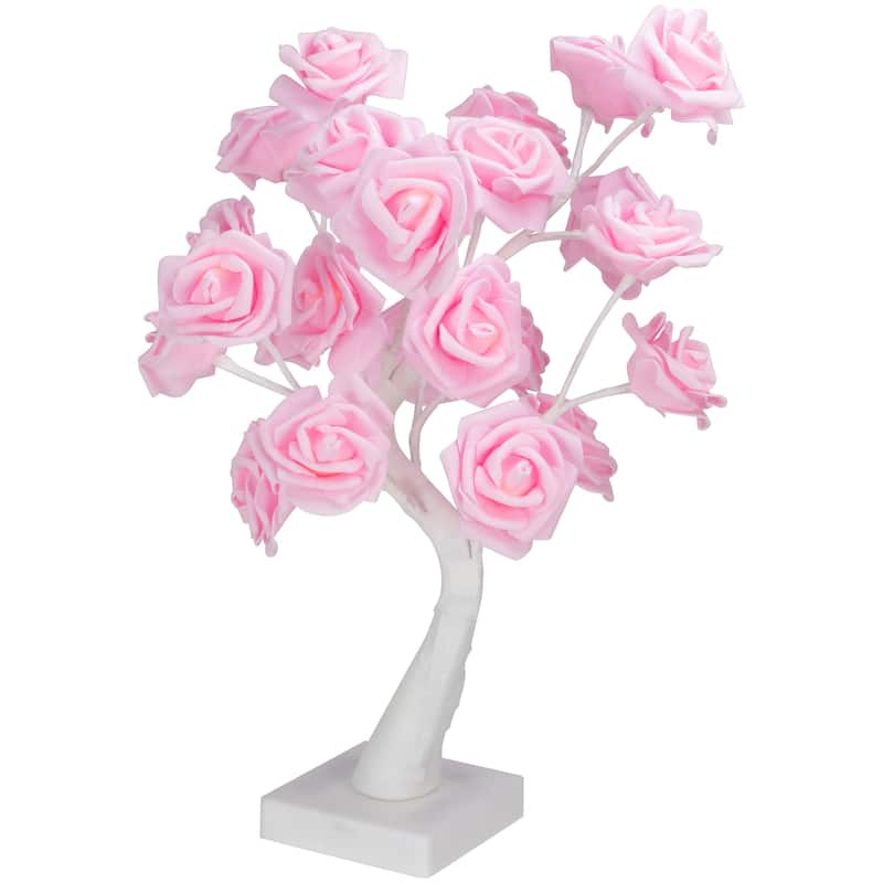 LED Lighted Rose Flower Tree Decoration - 17" - Pink and White