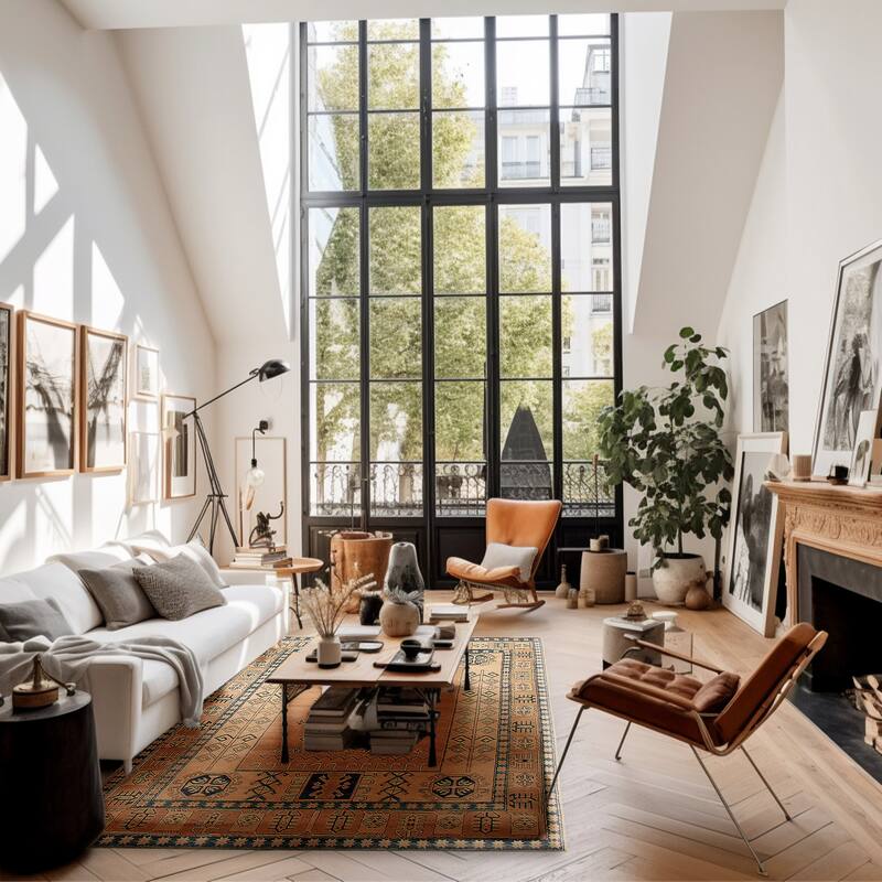 ECARPETGALLERY Hand-knotted Finest Ghazni Tan Wool Rug - 6'5 x 8'10