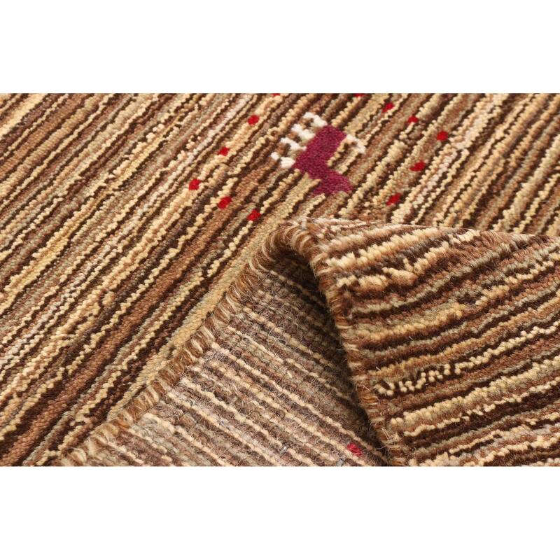 ECARPETGALLERY Hand Loomed Kashkuli Gabbeh Brown Wool Rug - 2'11 x 4'8