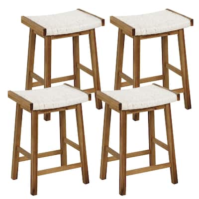 Gymax Set of 4 Saddle Bar Stools 25.5'' Counter Height Dining Stools