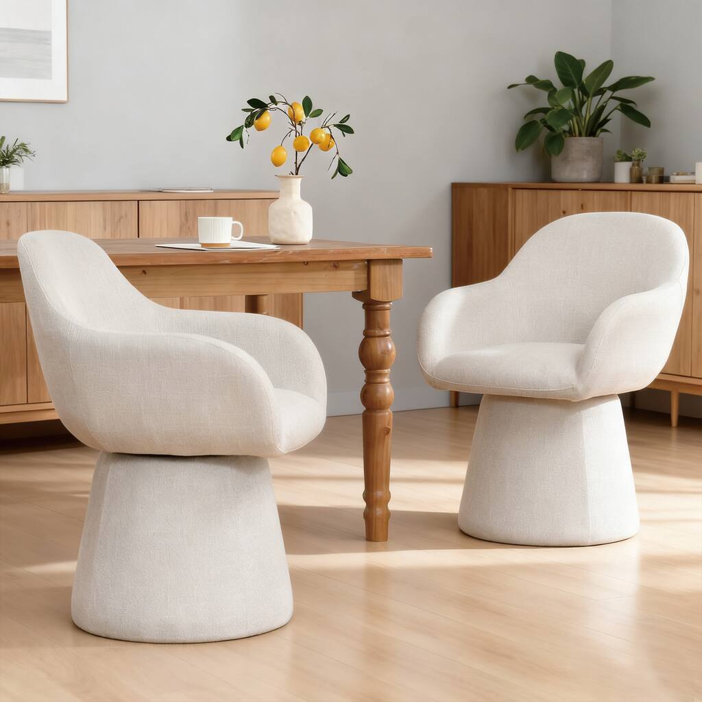 Modern 22.5" W Upholstered Swivel Barrel Back Dining Chair