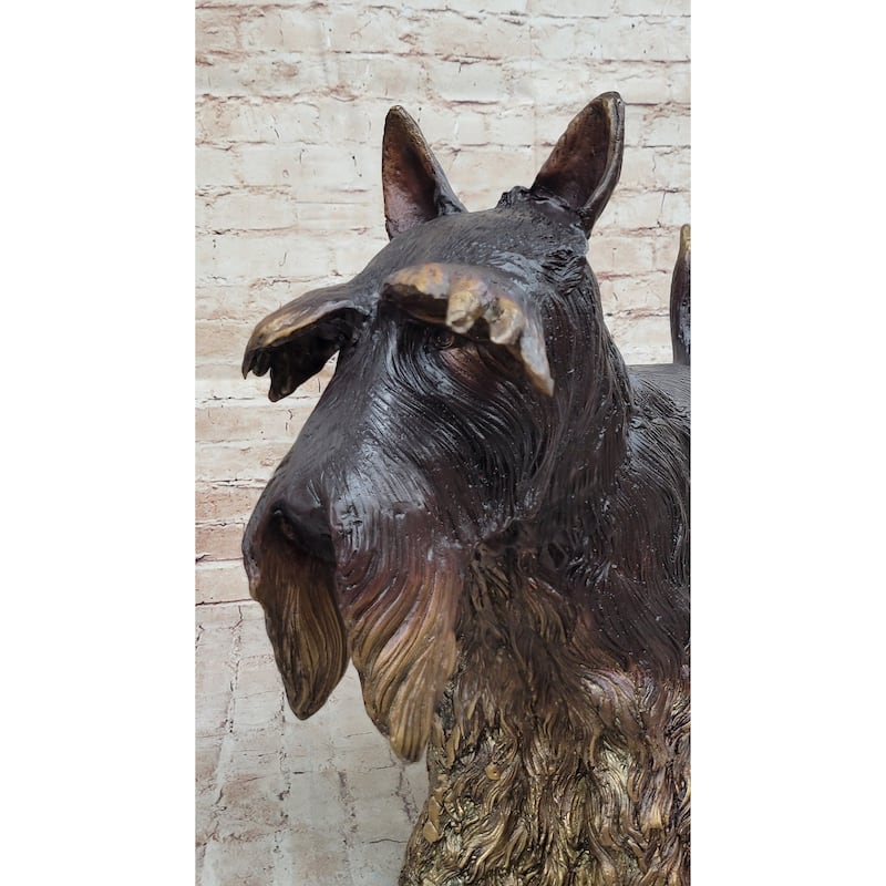 Scottish Terrier Imitative Dog Bronze Metal Sculpture Statue Figure Figurine Handmade Art 16 Inches X 20 Inches