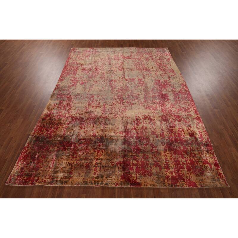 Abstract Area Rug Handmade Multi-Color Wool Carpet - 8'4"x 11'5"