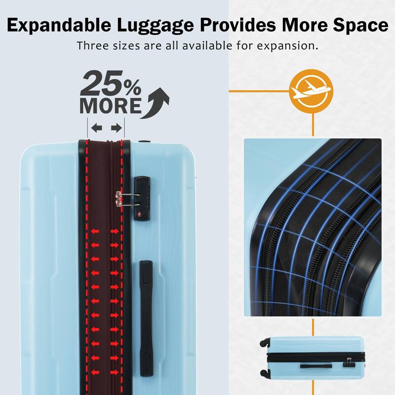 2-Piece 20/24 Inch, Modern Luggage Sets, Expandable Lightweight Luggage with TSA Lock, for Boarding Travel