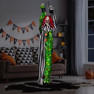 Animated Shaking Clown with Sound Hanging Halloween Decoration - 5'