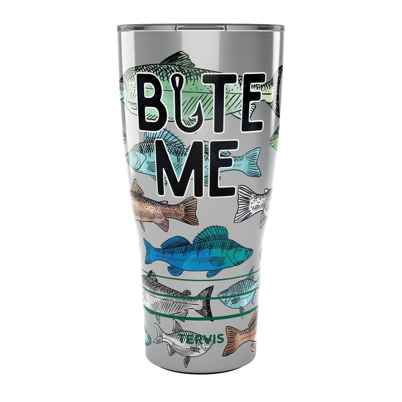 Tervis Traveler Bite Me Bait Fishing Triple Walled Insulated Travel Tumbler, Stainless Steel - 30oz