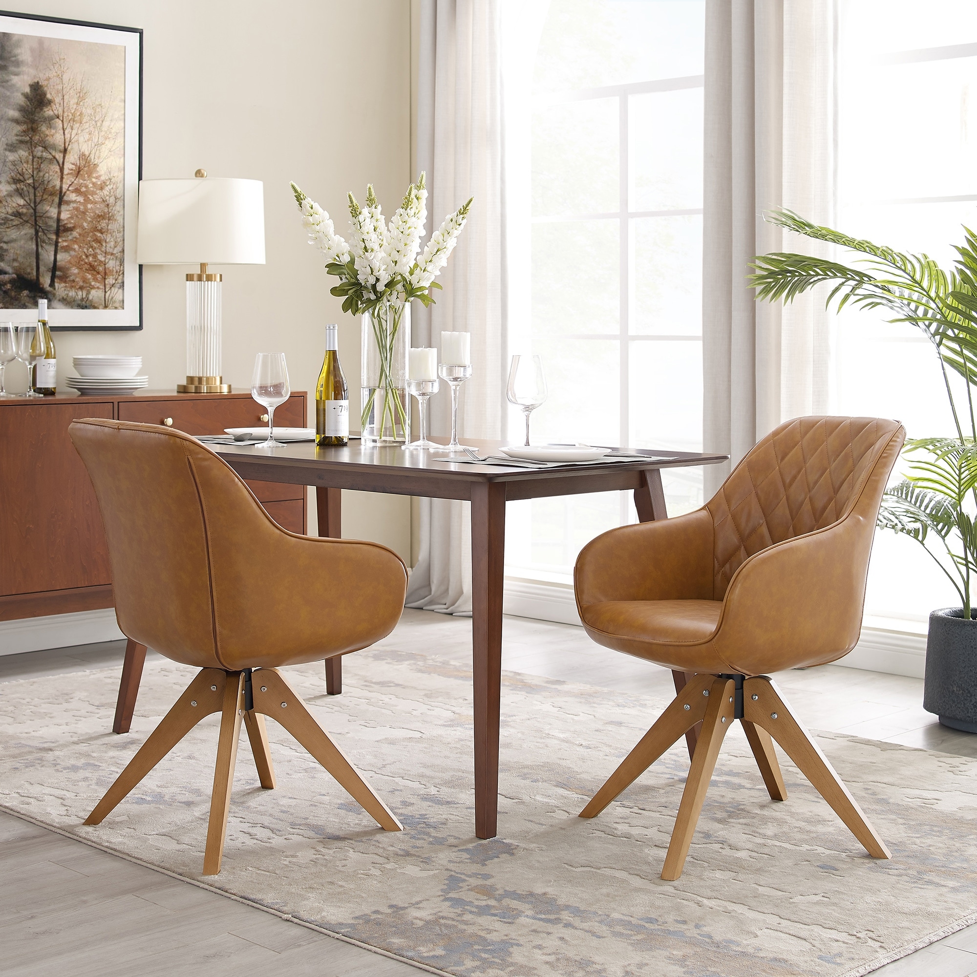 Modern home office swivel arm accent chair with wood legs outlet