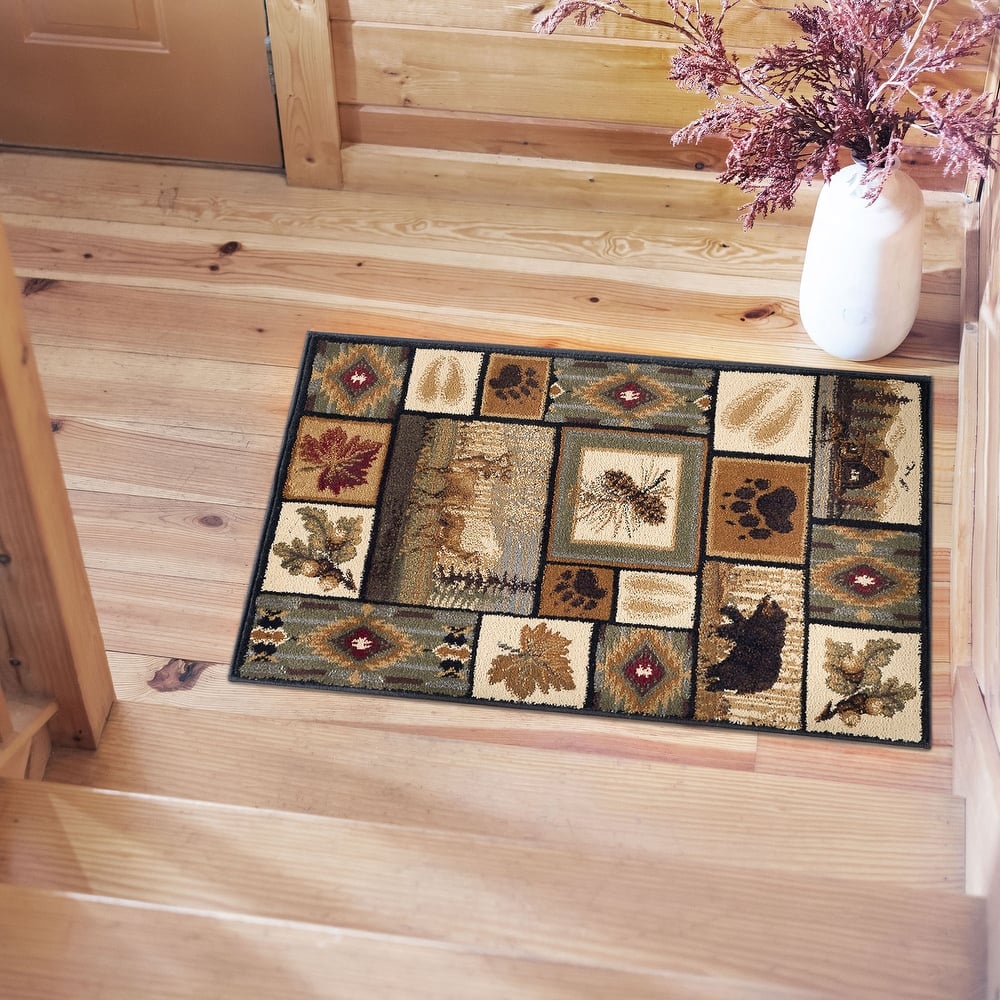 Natural Lodge Novelty Graphic Indoor Area Rug