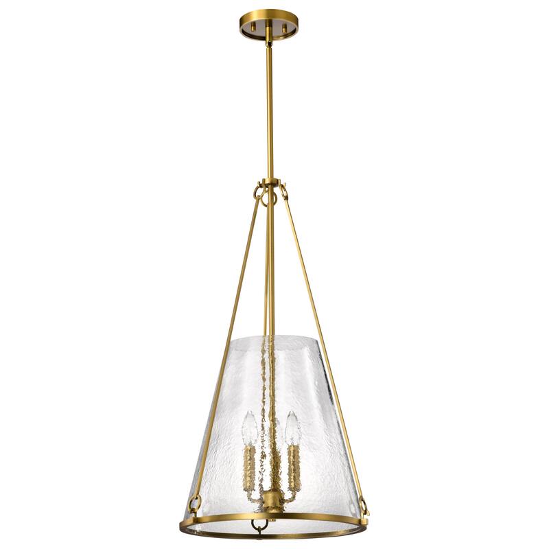 Valentine Large Pendant Vintage Brass Finish Hammered Glass - Vintage Brass