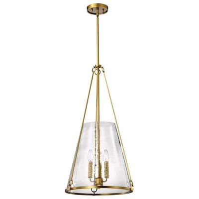 Valentine Large Pendant Vintage Brass Finish Hammered Glass - Vintage Brass