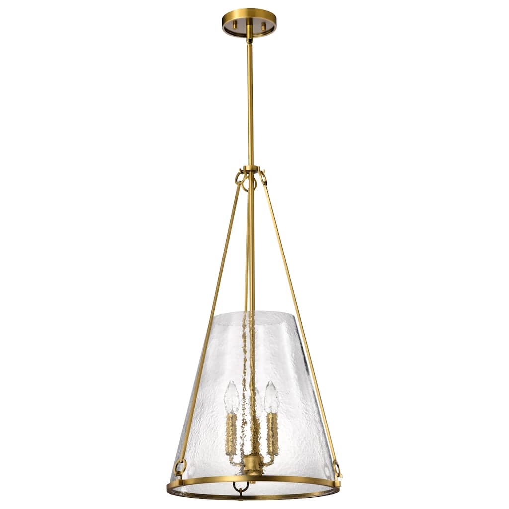 Valentine Large Pendant Vintage Brass Finish Hammered Glass - Vintage Brass