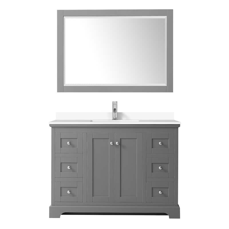 Avery 48 Inch Single Vanity, Cultured Marble Top, 46 Inch Mirror