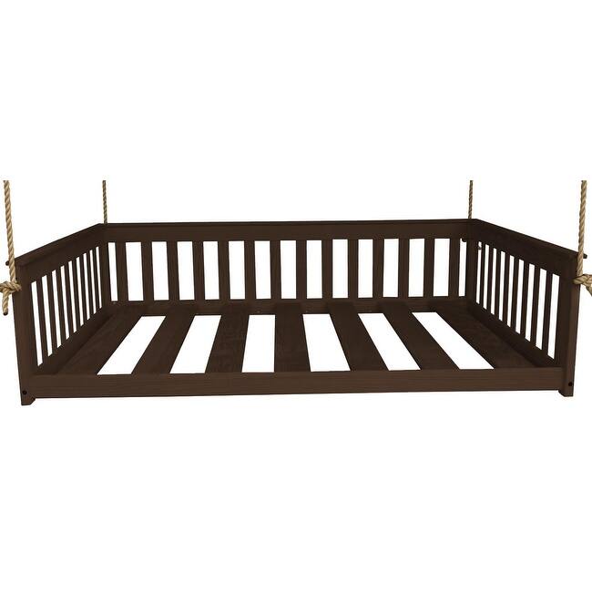Pine Full Mission Hanging Daybed with Rope - Rich Tobacco Stain