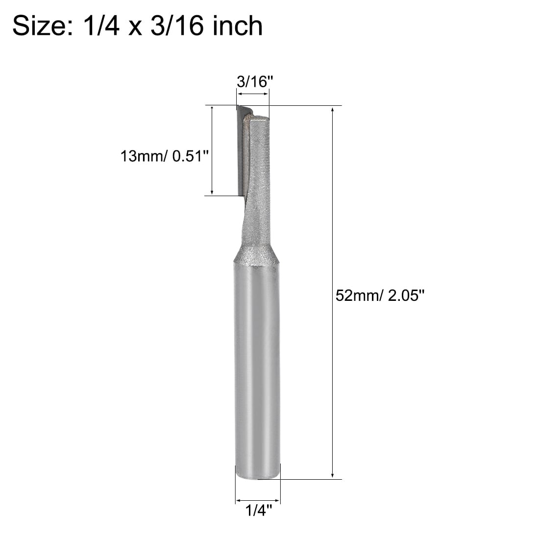 New 1/4" Shank 3/16" Blade Single Flute Straight Router Carbide Bit Cutter 