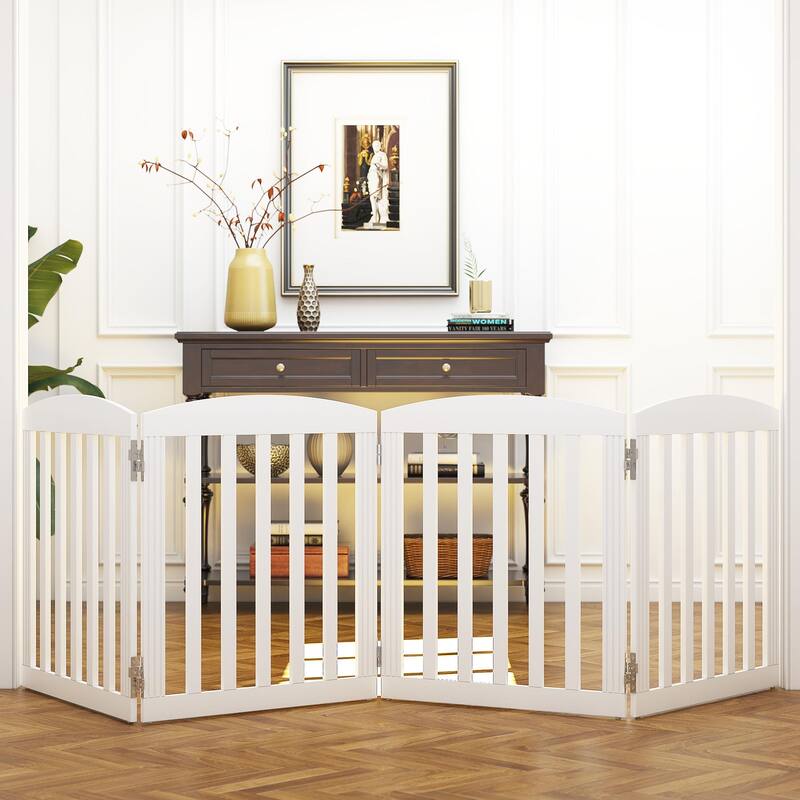 COSTARS Foldable Dog Gate, Dog Gates for Doorways, Stairs, The House, Wooden Freestanding Pet Gate Indoor, Step Over Puppy Gate