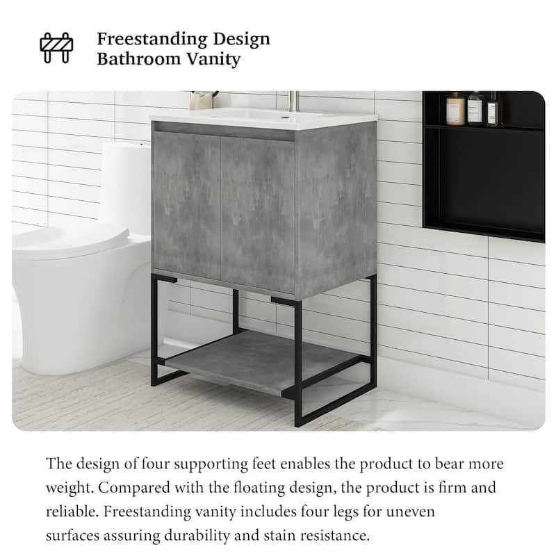 24-inch Freestanding Bath Vanity with White Cultured Mable Top