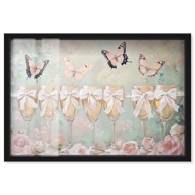 Champagne Mint and Pink Glass Shadowbox by Art Remedy