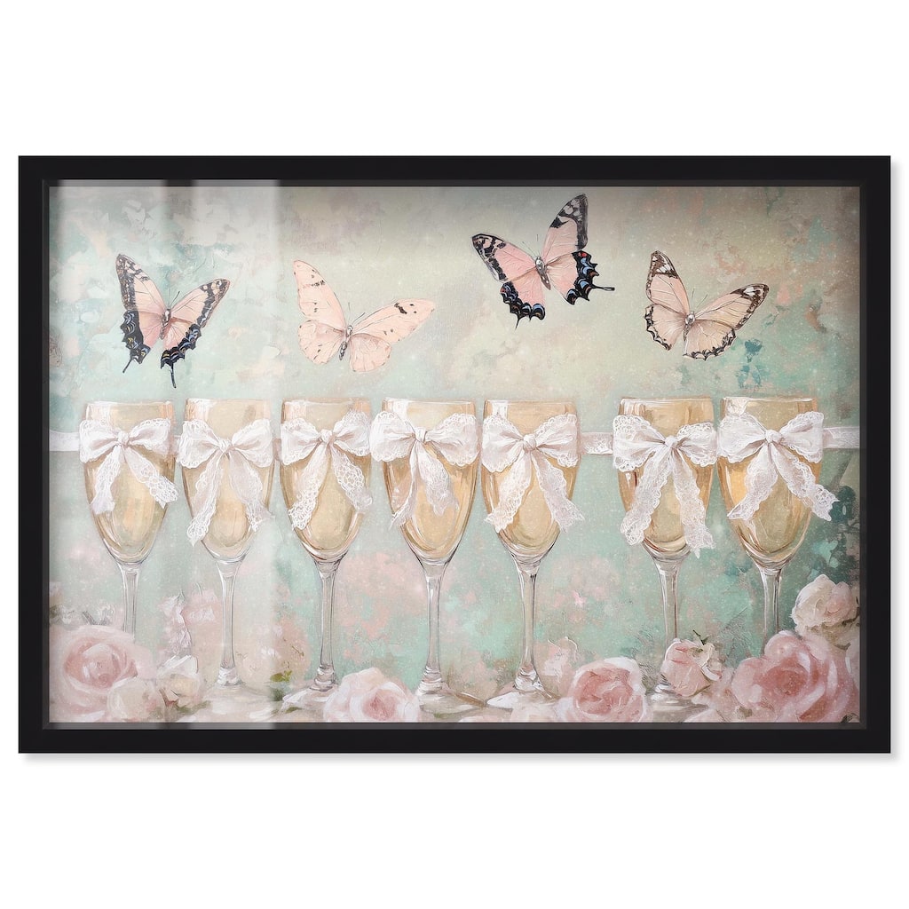 Champagne Mint and Pink Glass Shadowbox by Art Remedy