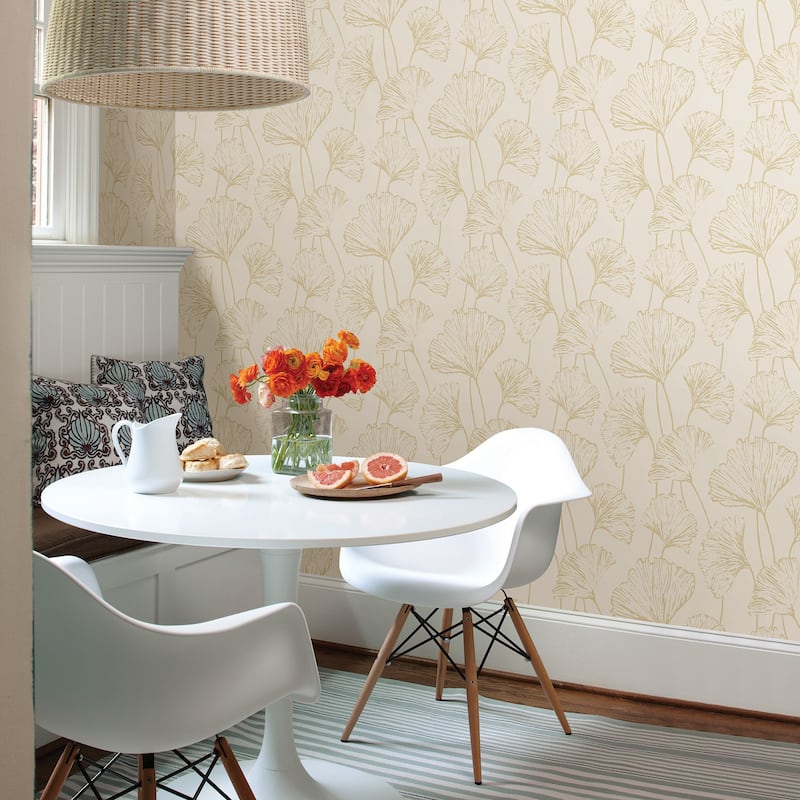 A-Street Prints Reverie Gold Ginkgo Wallpaper