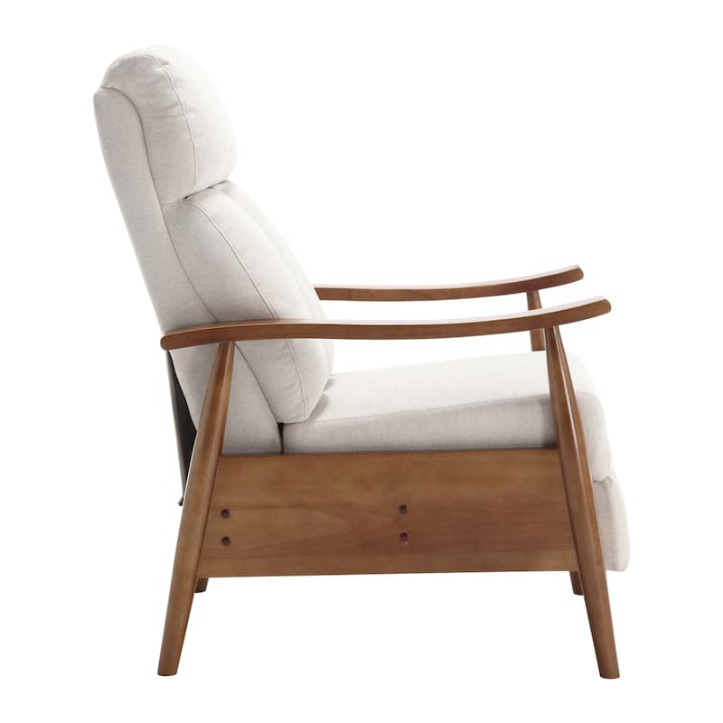Beige Modern 26.38" Upholstered Adjustable Chaise Lounge Chair with Wood Frame for Living Room