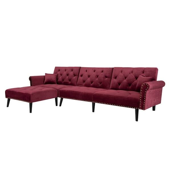 Moda Convertible Sofa Bed Sleeper Wine Red Velvet Overstock 32658343 It's as polished as any sofa, yet it folds out easily for sleeping and fixed seat cushion; usd