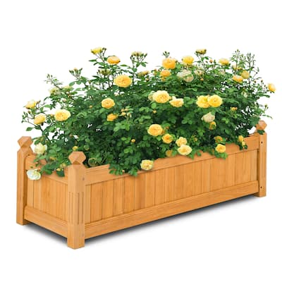 Costway Wooden Rectangular Planter Box Raised Garden Bed for Plants - 43.5'' x 16'' x 14'' (L X W X H)