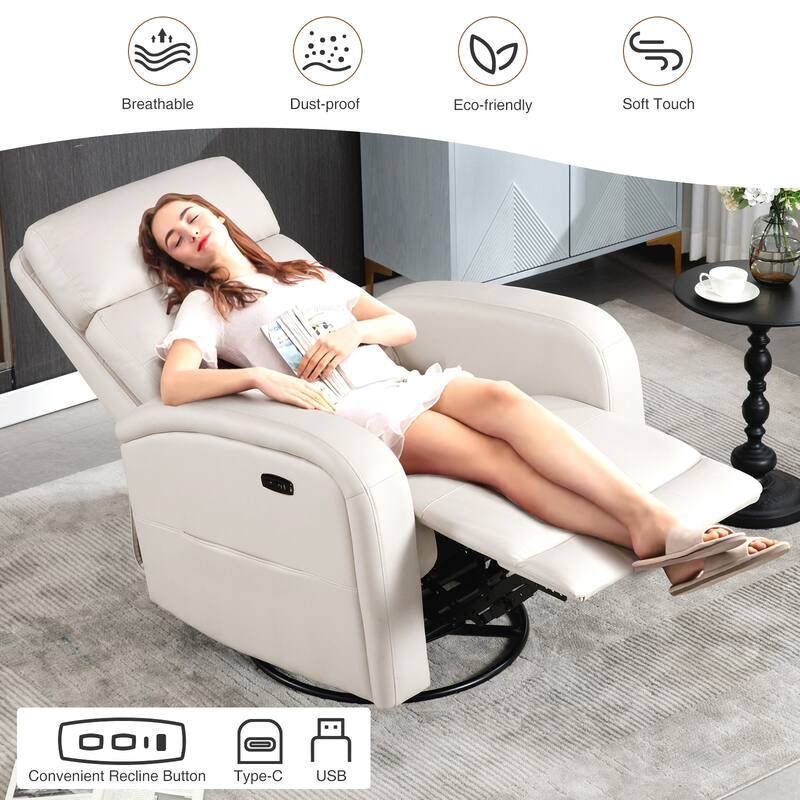 Aemeios Swivel Power Recliner Rocker with USB and Type C Port Set of 2