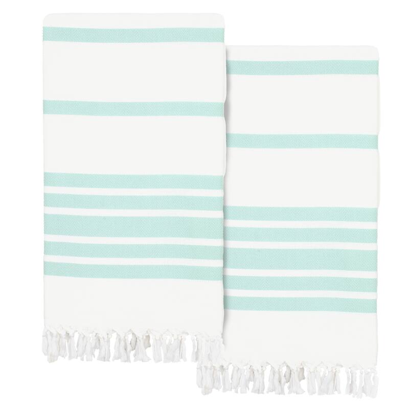 Authentic Hotel and Spa Turkish Cotton Herringbone Pestemal Beach Towel (Set of 2)