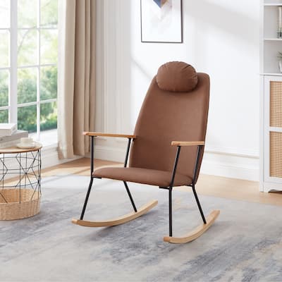 Technical Upholstered Glider Rocking Chair with High Backrest