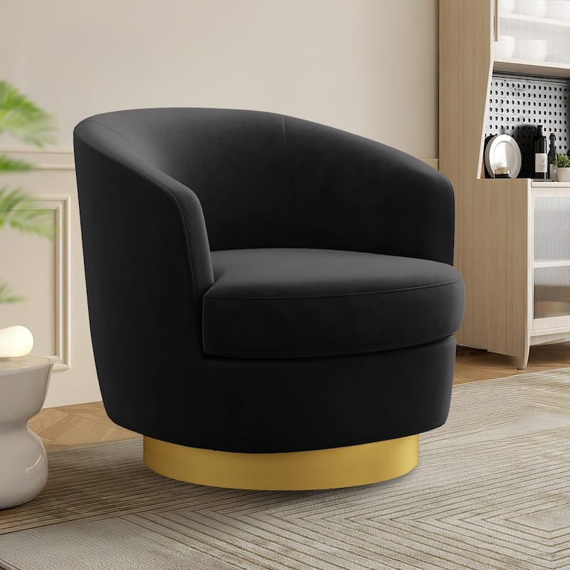 360 Degree Velvet Swivel Club Chair, Soft & Comfotable - 1 Piece - Black