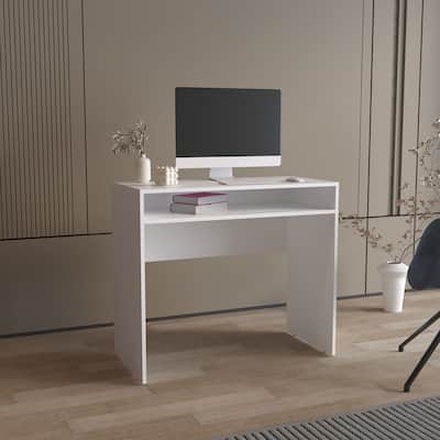 Compact Computer Desk with 1 Shelf, Engineered Wood Construction, Sleek Design for Small Office or Study Areas