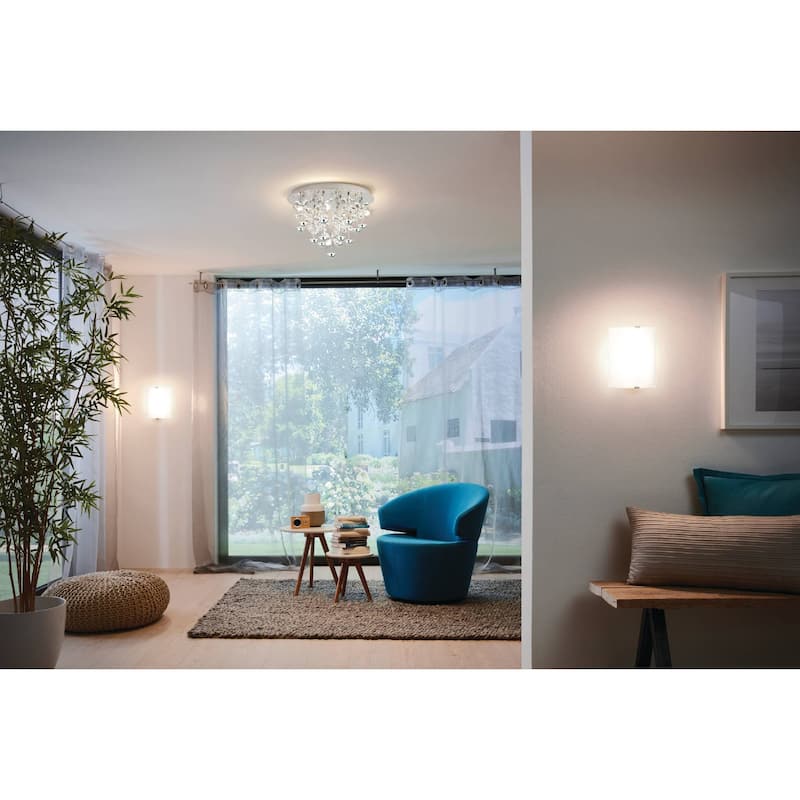 Eglo Grafik 8-inch Chrome Wall Light with Satin Glass Shade