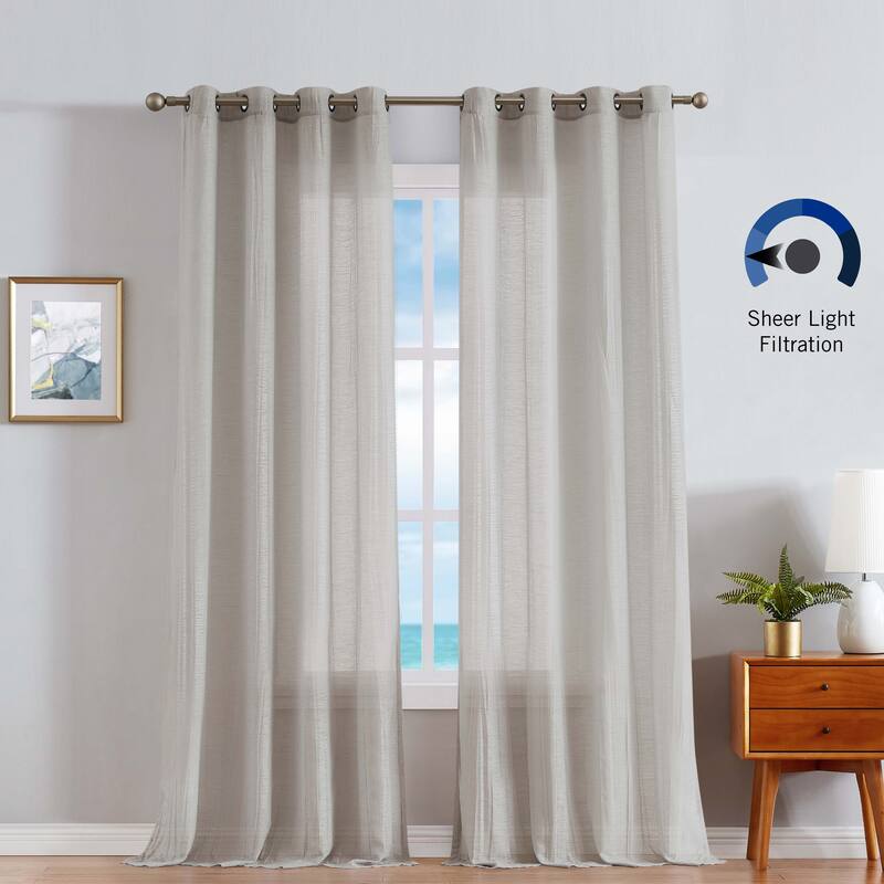 Nautica Cordelia Crushed Sheer Grommet Extra Wide Curtains (Set of 2)