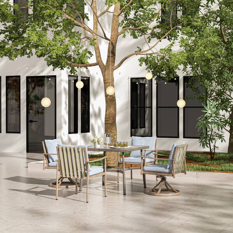 SleekLine 4 - Person Outdoor Aluminum Rectangular Dining Set with Cushions