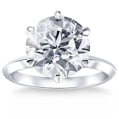 Certified 6Ct Solitaire Diamond Engagement Ring White Gold Lab Grown