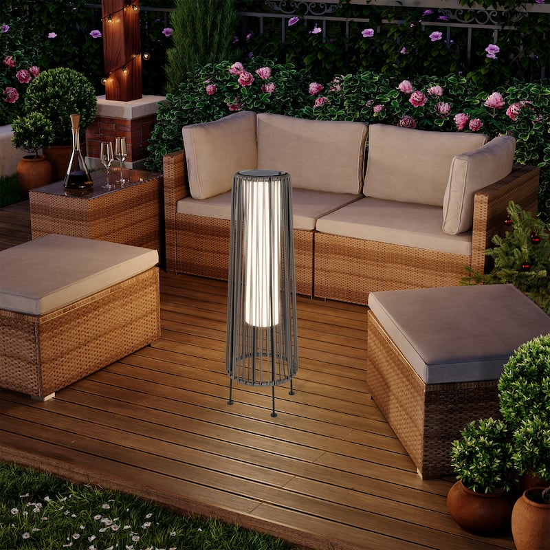 Solar Powered Outdoor Floor Lamp Resin Wicker Outdoor Lamps