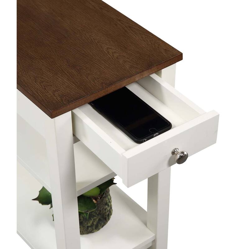 Convenience Concepts American Heritage 1 Drawer Chairside End Table with Shelves