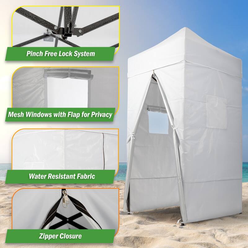 Wakeman Outdoors Pop Up Privacy Tent for Camp Toilet or Pool Cabana, White