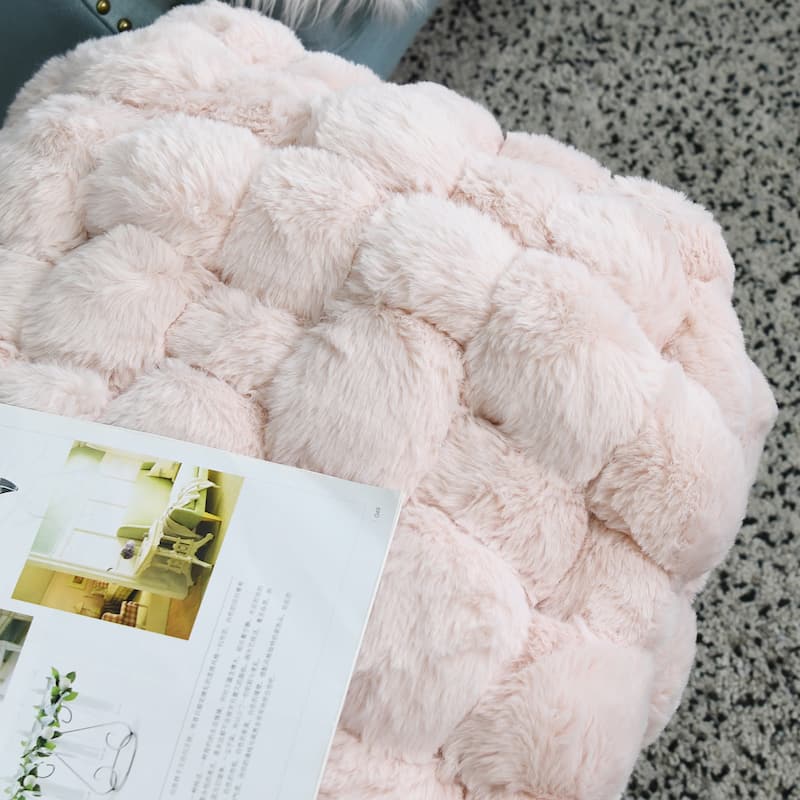 Soft Fauxfur Pouf Stool Ottoman Fuzzy Entryway Bench Seat 27"x20"x19"