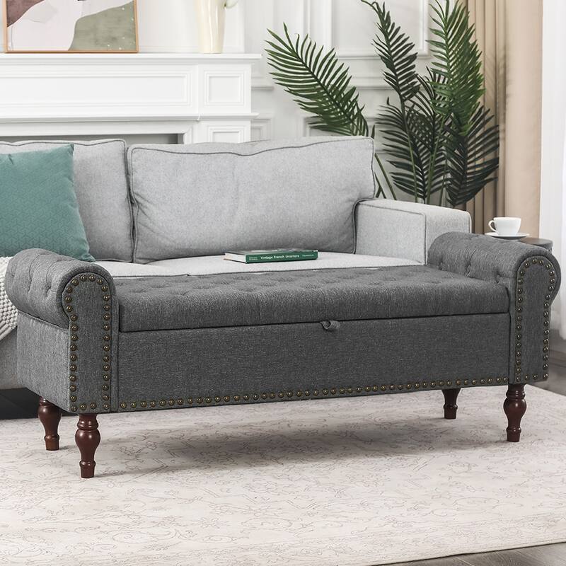 Adeco Storage Ottoman Bench for Bedroom