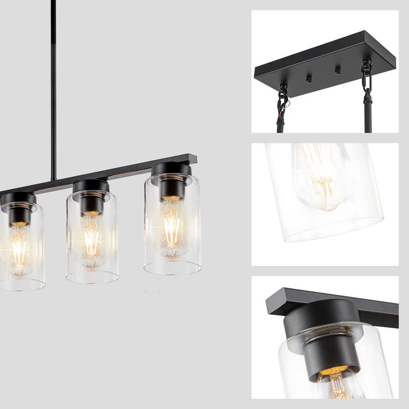 Black Cylinder Kitchen Island Chandelier Kitchen Island Lighting Dining Room Light - 5-light