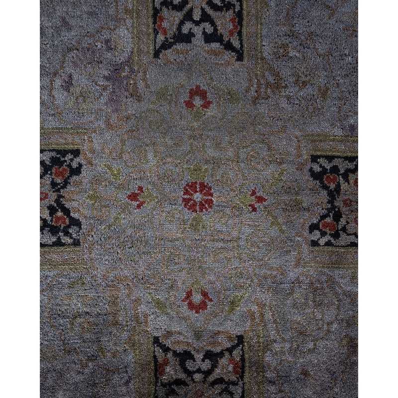 Overton Hand Knotted Wool Vintage Inspired Modern Contemporary Overdyed Gray Area Rug - 9' 2" x 12' 1"