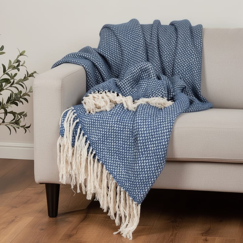 HomeRoots Blue Woven 100% Poly Pet Throw Blanket