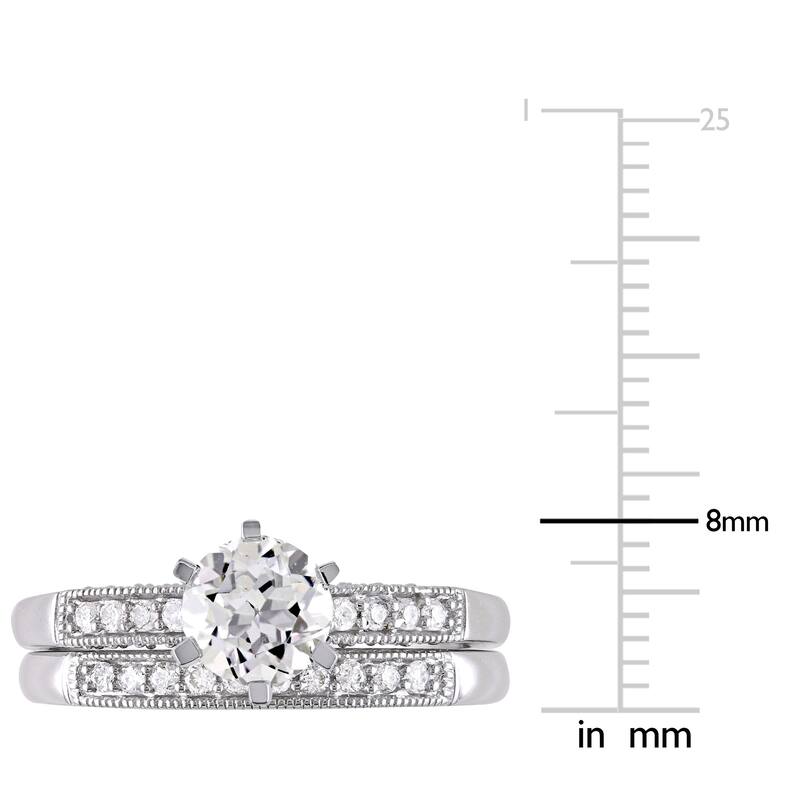 Miadora 10k Gold Created White Sapphire and 1/3ct TDW Diamond Bridal Ring Set (H-I, I2-I3)